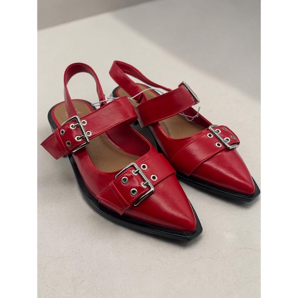wild fable Shoes - Punk Indie Edgy Wild Fable Red Buckle Slingback Pointed Toe Flats 9.5 Red